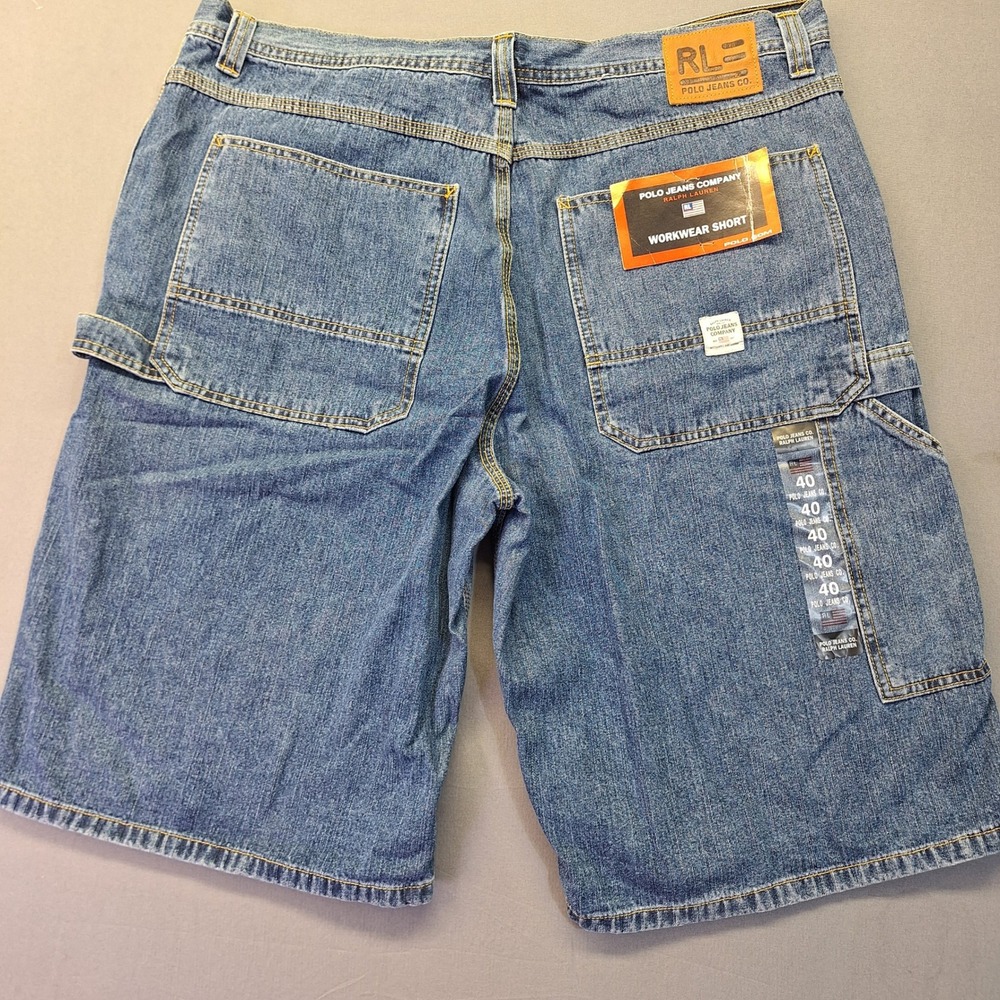 Polo Jeans Co Ralph Lauren Mens 40 Canton Carpenter Workwear Denim Shorts Blue